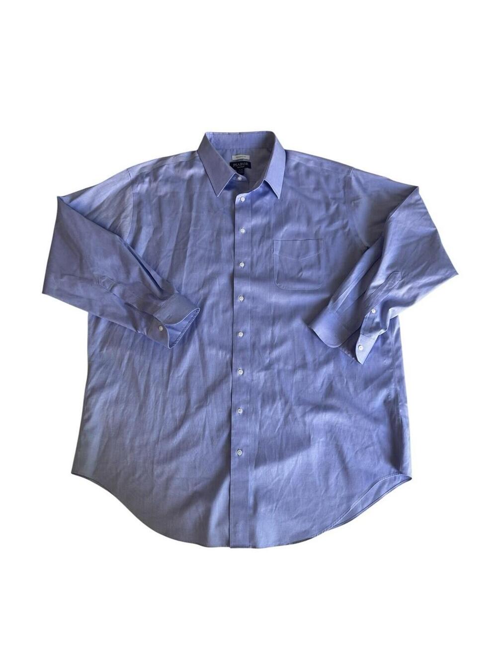 Jos A Banks Traveler Tailored Fit Blue Button Down Size 19-36